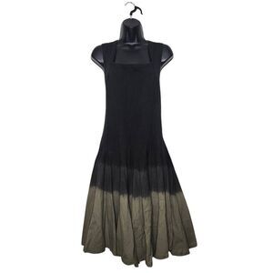 Luna Luz Square Neck Dress Size XL Ombre Black Tan Lagenlook